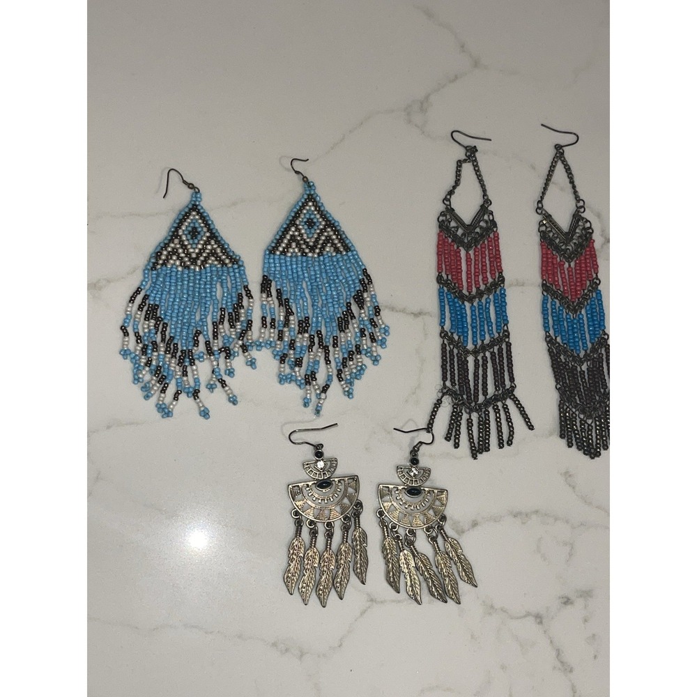 Native American style beaded earring bundle of three sets